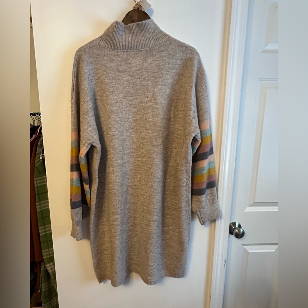 Pink Lily Multicolor Striped Sleeve mock Turtleneck Sweater dress NWOT - Picture 4 of 5